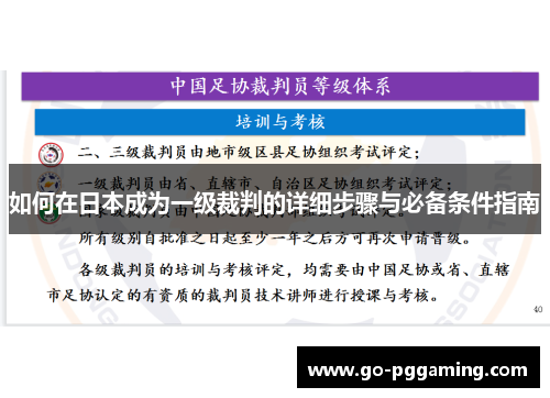如何在日本成为一级裁判的详细步骤与必备条件指南