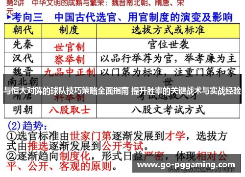与恒大对阵的球队技巧策略全面指南 提升胜率的关键战术与实战经验