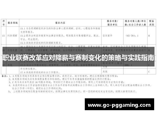 职业联赛改革应对降薪与赛制变化的策略与实践指南